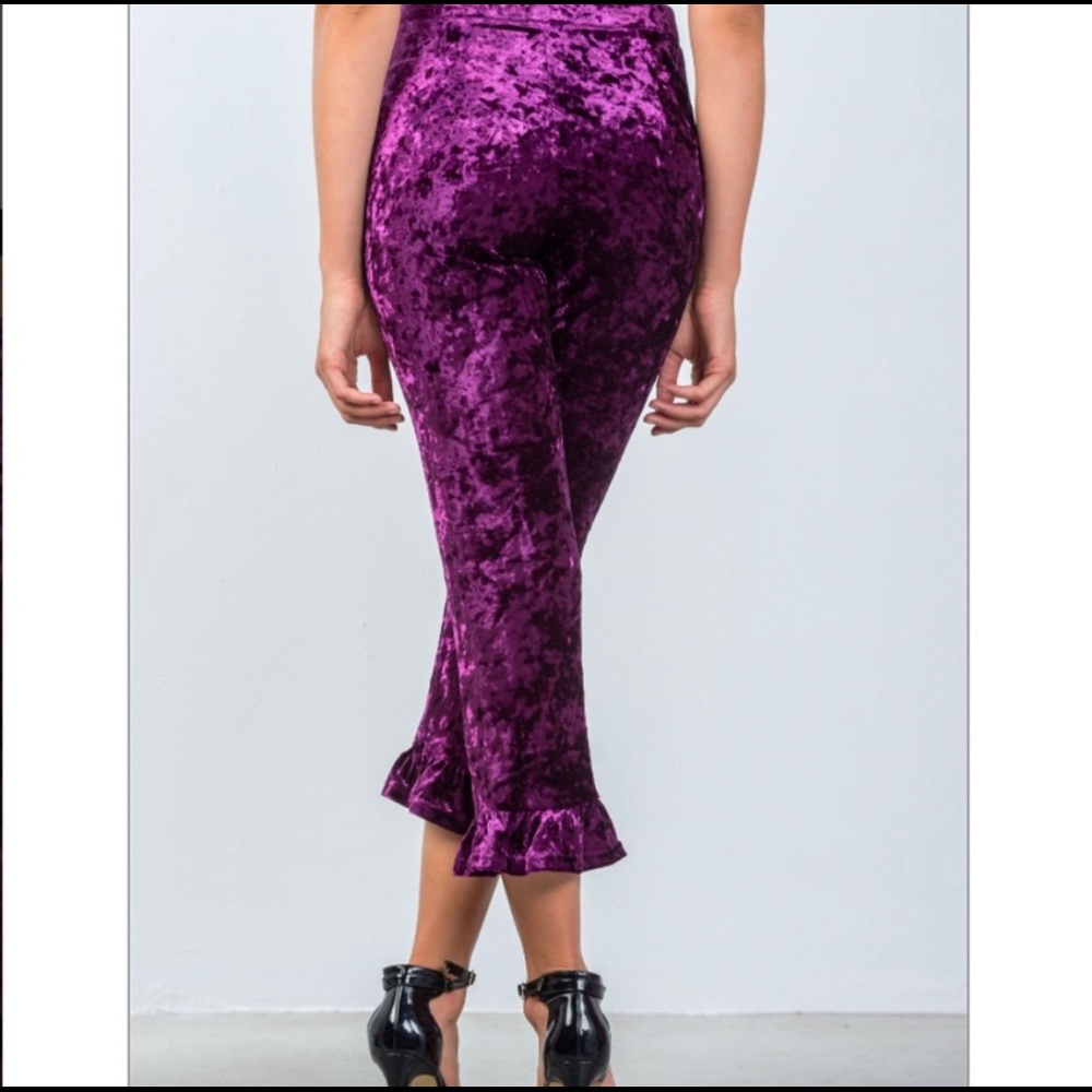 Cropped Purple Ruffle Pants - Picture 5 of 6